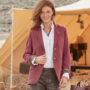 Sundance Mayra Plaid Blazer Rouge